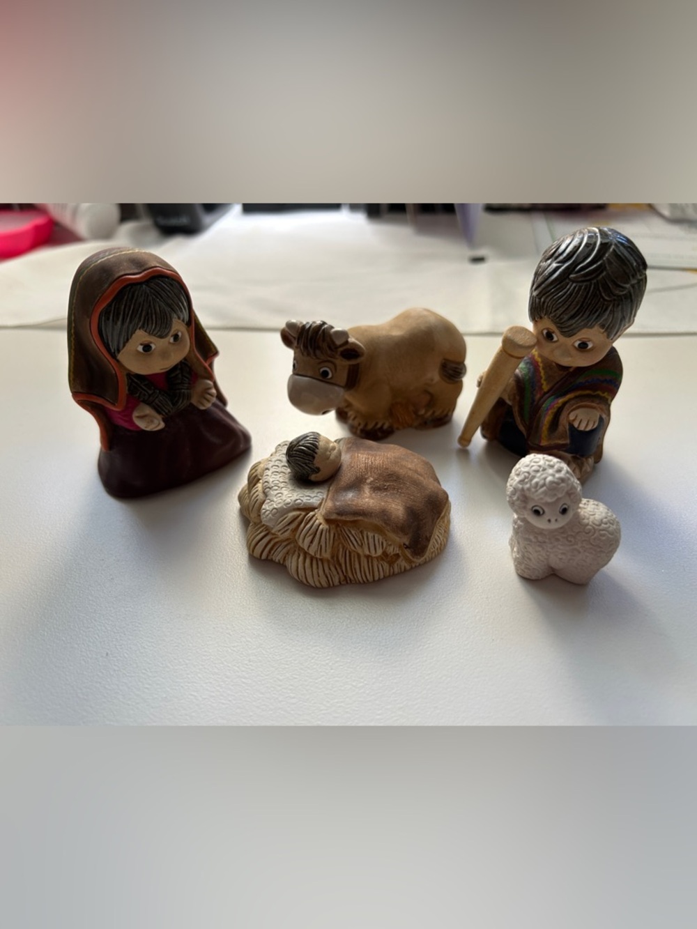 Peruvian Nativity Baby Jesus Figurine in Brown and Cream